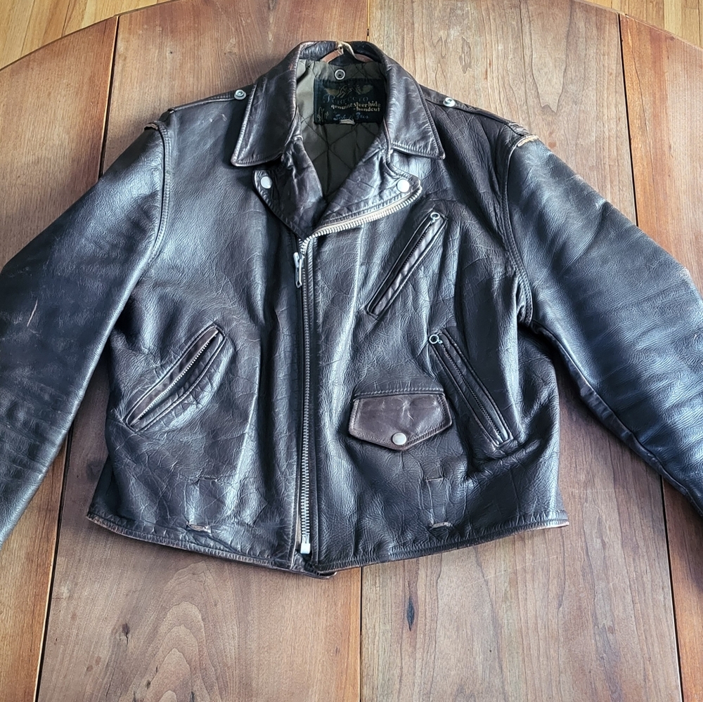 Schott Brothers Perfecto 1960s 1970s Leather Motorcycle Jacket Size 44